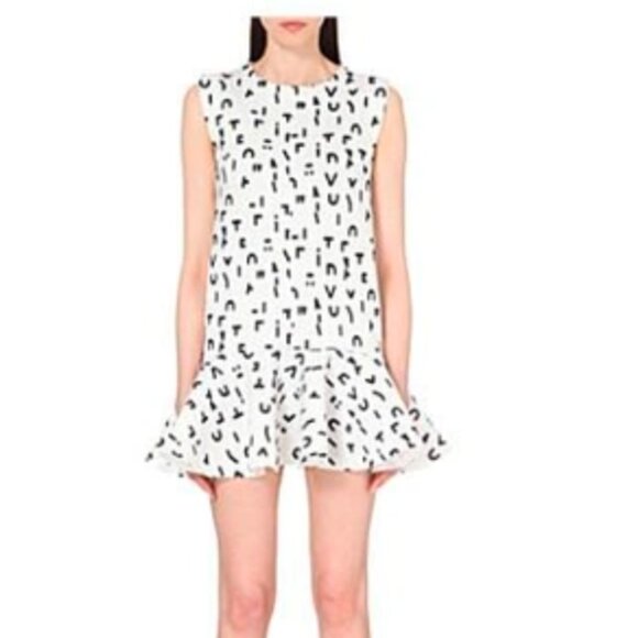 Maje White/Navy Rosy Pendlum Ruffle Letters Dress, Small - Picture 6 of 6